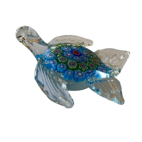 Murano Millefiori Glass Sea Turtle Paperweight – Hand Blown Art Glass, 4.5” - Picture 3 of 7